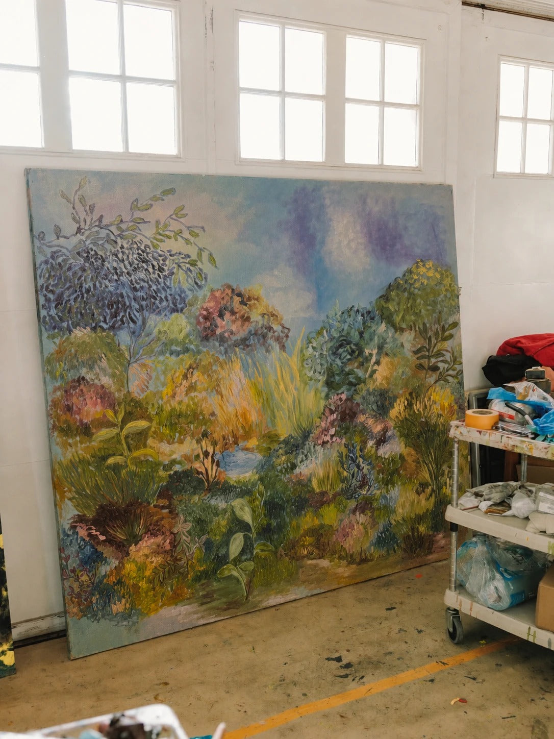 Painting by Fifi Pourmohseni in the studio