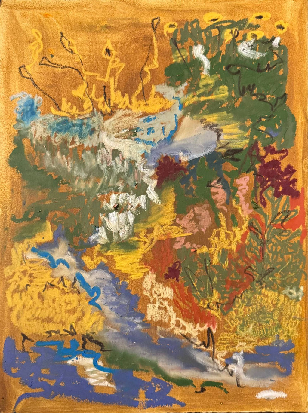Untitled, oil on paper by Fifi Pourmohseni