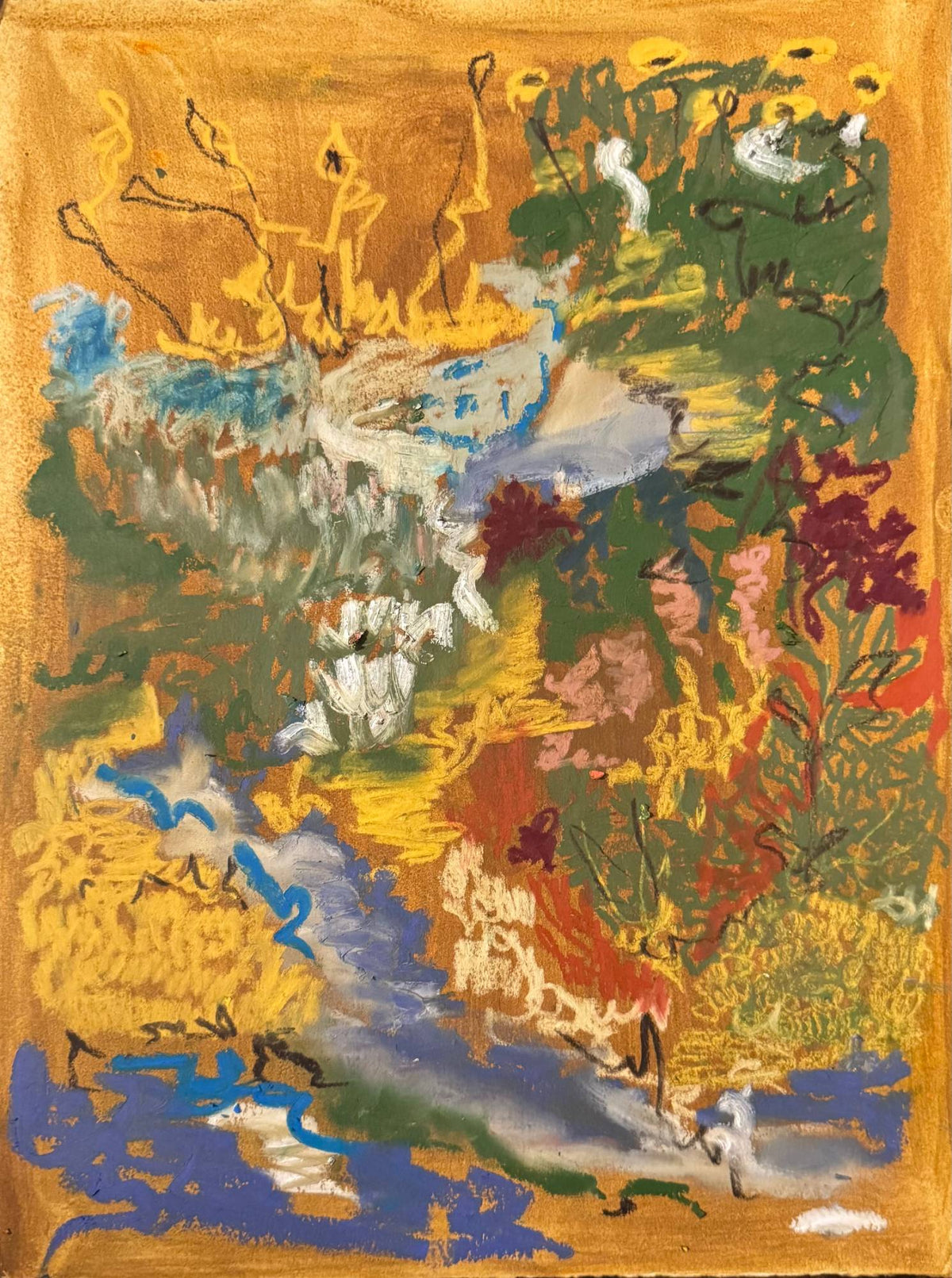 Untitled, oil on paper by Fifi Pourmohseni